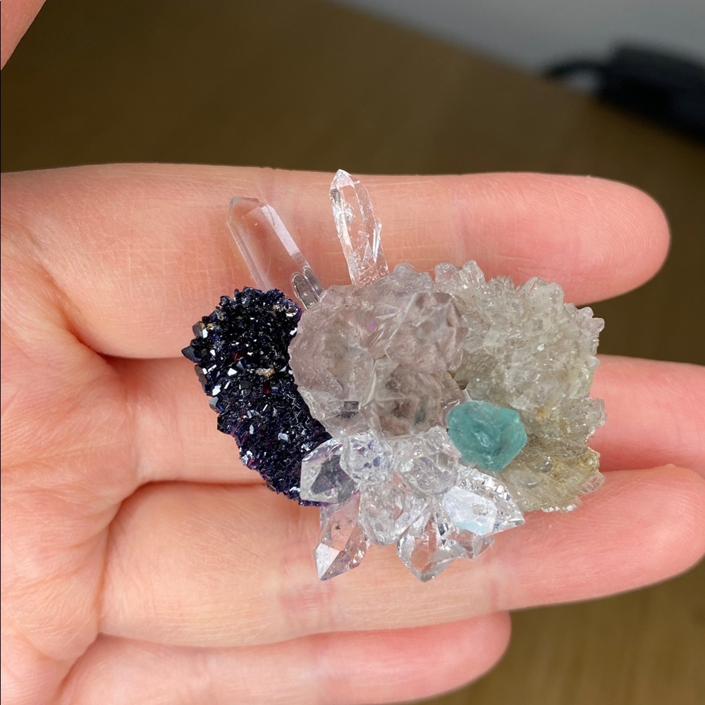 Crystal Cluster Statement Ring In Clear, Purple &… - image 6